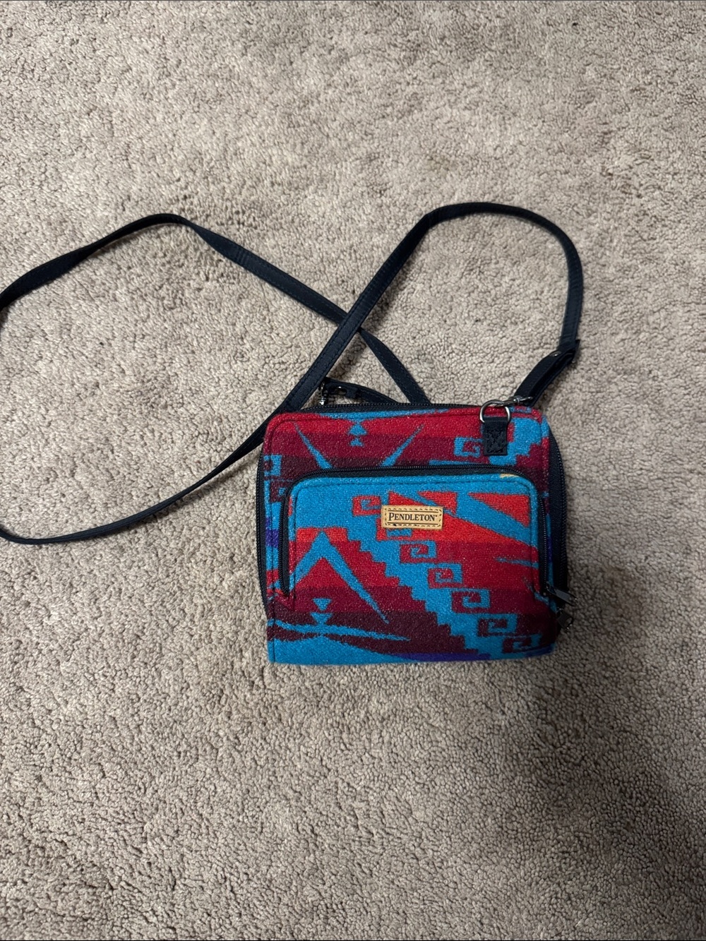Pendleton Turquoise & Red Southwest Pattern Crossbody Bag